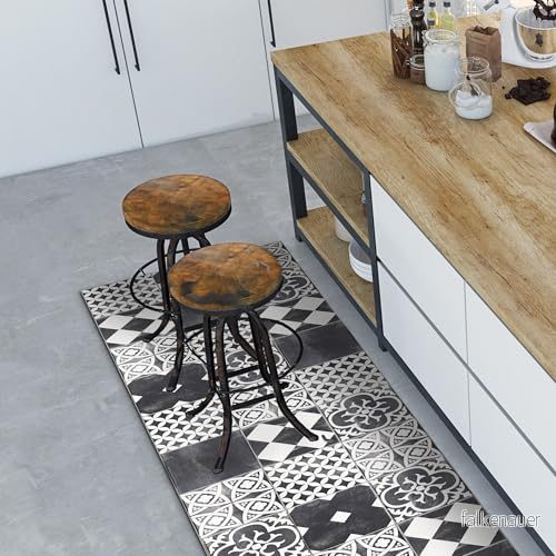 CREARREDA Köksmatta 120 x 50 cm Cementine Ardesia Vinyl halkfri och tvättbar köksvagn, 100% tillverkad i Italien, 83518 8014093835182