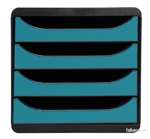 Exacompta Ref. 31034D BIG BOX Skandi arkiverings och förvaringsmodul 4 låds piedestal för A4+ dokument Yttermått: Djup 34,7 x Bredd 27,8 Höjd 26,7 cm, Pacific blue 9002493310346