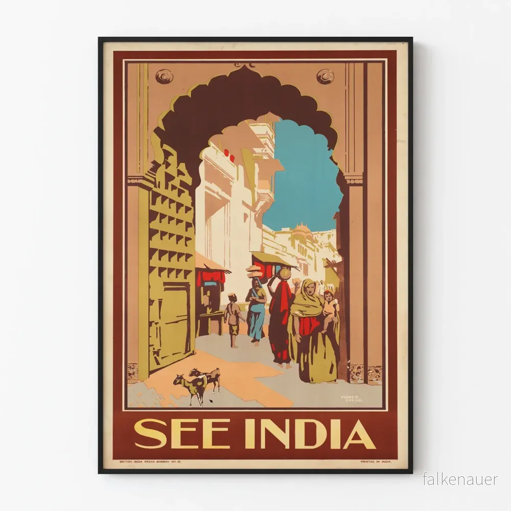 Vintageposter 'See India' - Väggdekoration för resor till Indien