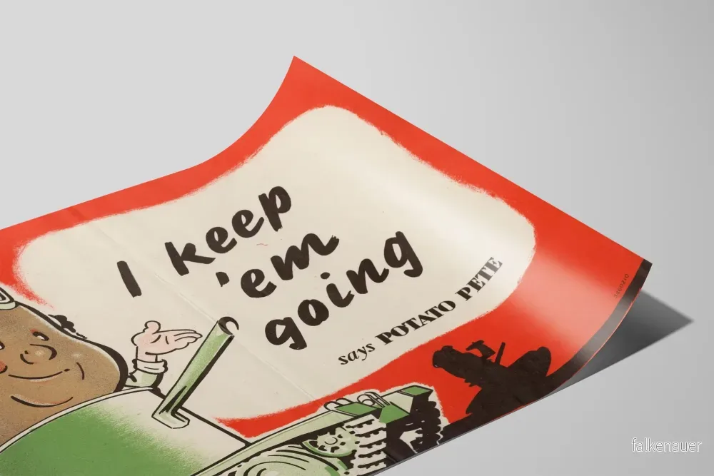 Vintageposter med Potato Pete i tank – humoristisk väggdekoration - Bild 2