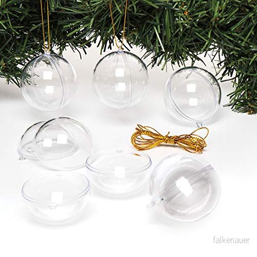 Baker Ross EX2323 transparenta hängande bollar för julgranen, kreativ konst och hantverk (12 stycken), transparent 5051173014115