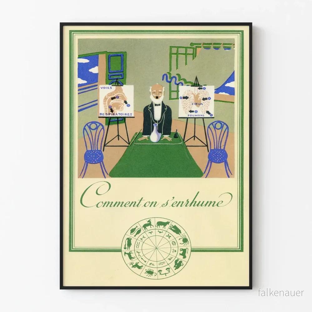 Vintage förklarande poster « Hur man blir förkyld » för väggdekoration