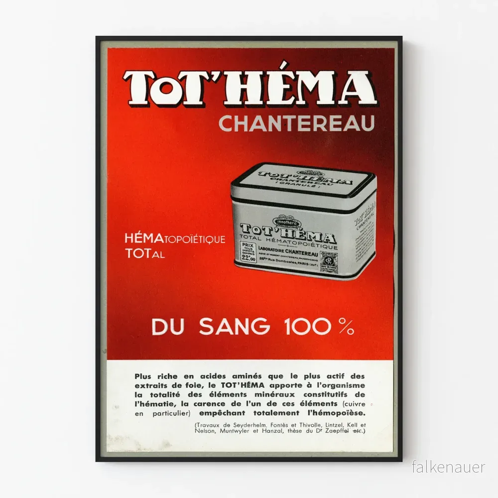 Vintage reklamposter Tot'Héma Chanterau för väggdekoration