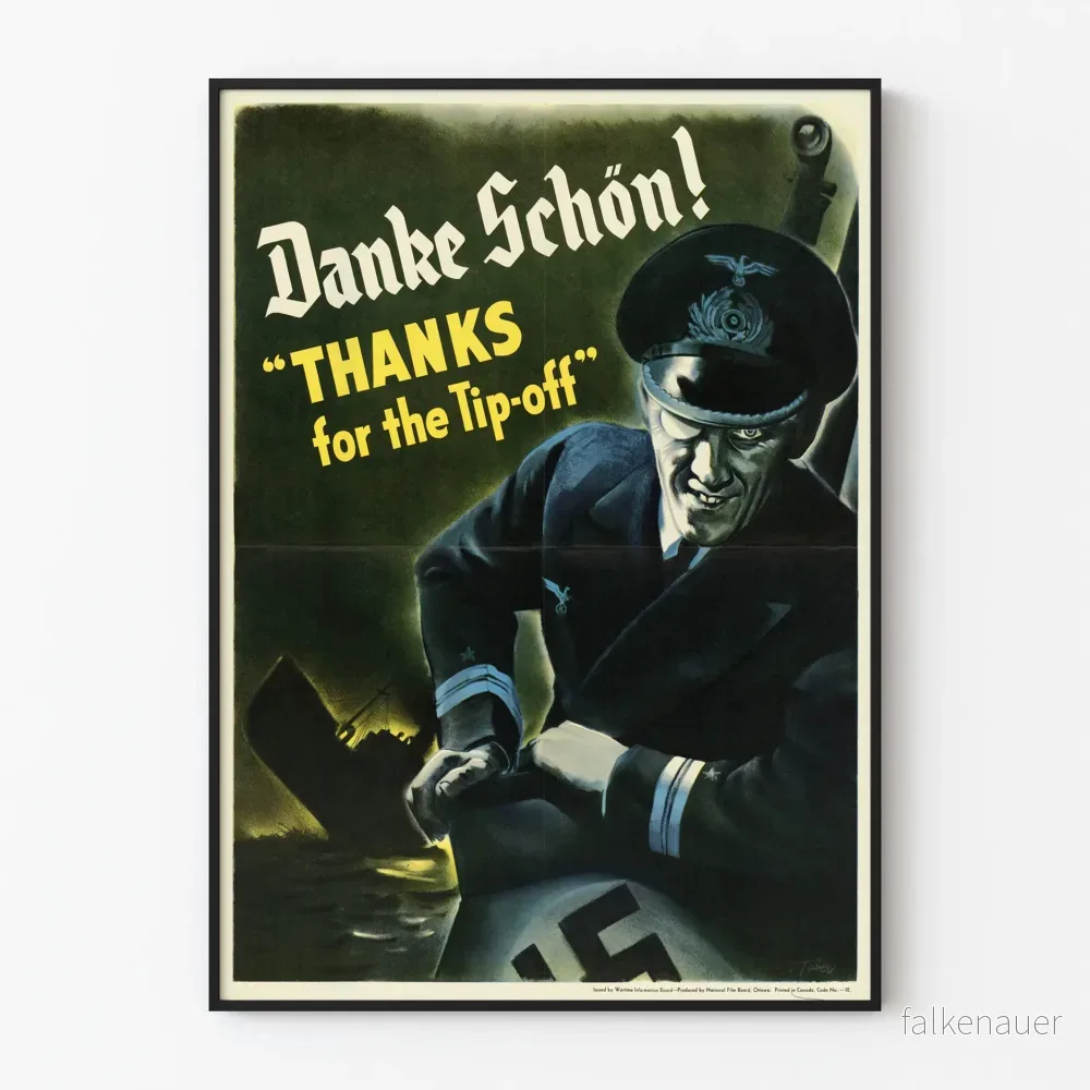 Vintage propagandaposter från Tysklands 'Danke Schön - Tack för tipset'
