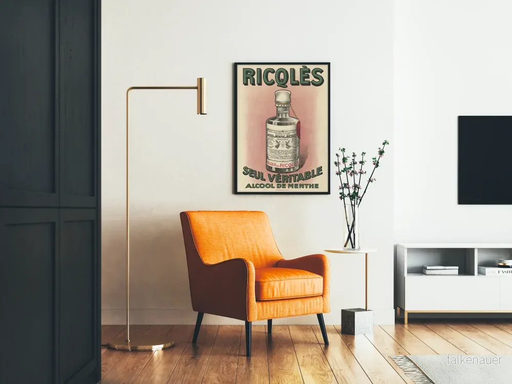 Vintageposter Ricqlès Pepparmyntsalkohol väggdekoration - Bild 2