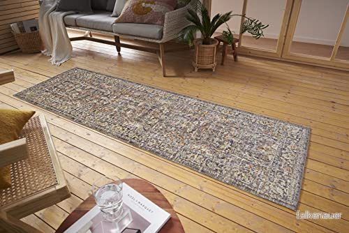 Nouristan Luxor in och utomhatta orientalisk platt väv vintage använd look tvättbar väderbeständig UV beständig för balkong, terrass, trädgård, vardagsrum grå flerfärgad, 75 x 4262377772942