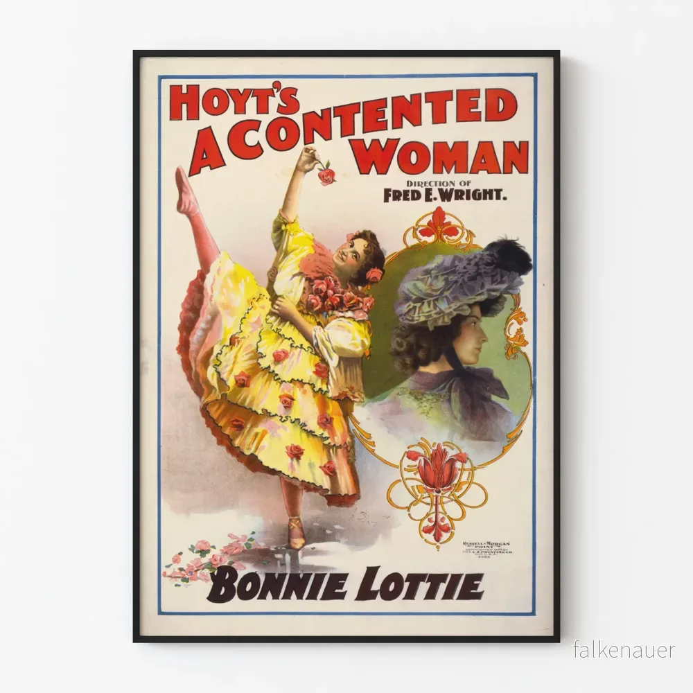 Vintageaffisch Hoyt's A Contented Woman - Poster för väggdekoration i retrostil