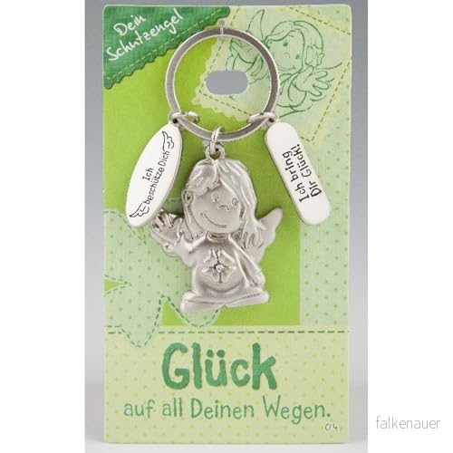 Depesche 7518 004 skyddsängel nyckelhänge av metall, lyckobringare med ängel, nyckelring och kärleksfullt budskap, som present till familjemedlemmar, vänner bekanta, silver 4010070287634
