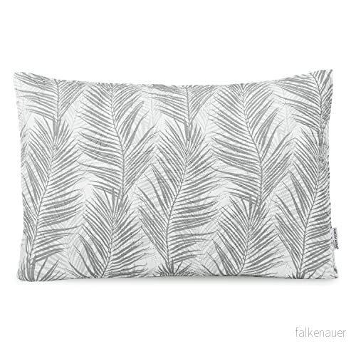 AmeliaHome Dekorativa kuddar örngott med fyllning dubbelsidig ultrasonic quiltning 50 x 70 cm växtmönster grå vit tropisk bonaire 4251838560563