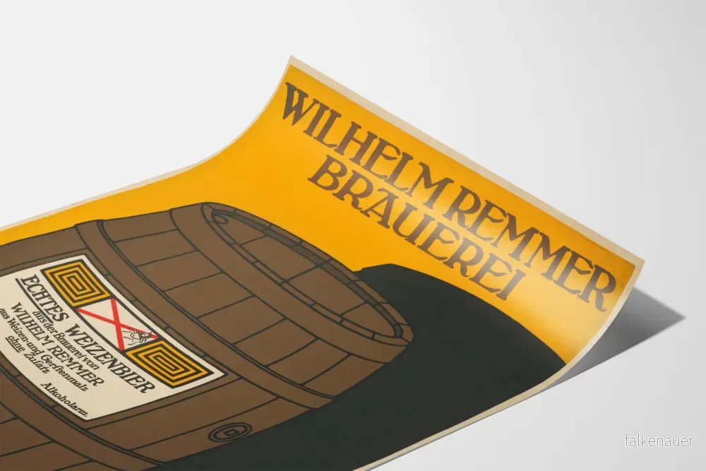 Vintageposter Wilhelm Remmer Brauerei - Väggdekoration Öl Fat - Bild 3
