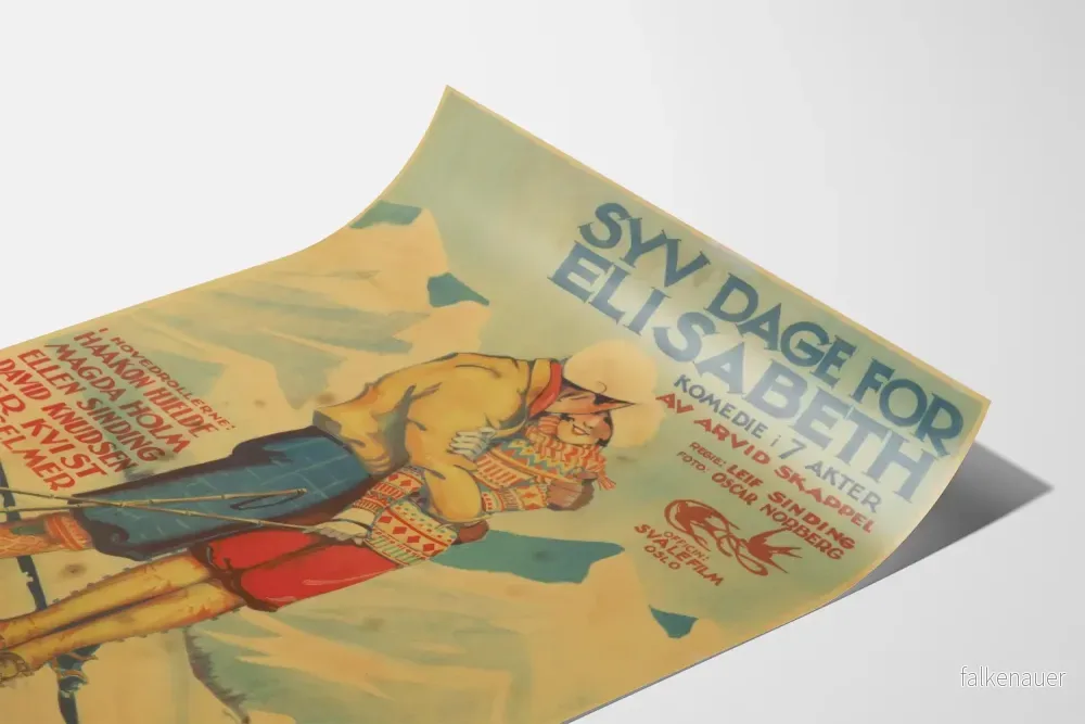 Vintageposter Syv Dage för Elisabeth – Väggdekoration för norsk filmkultur - Bild 3