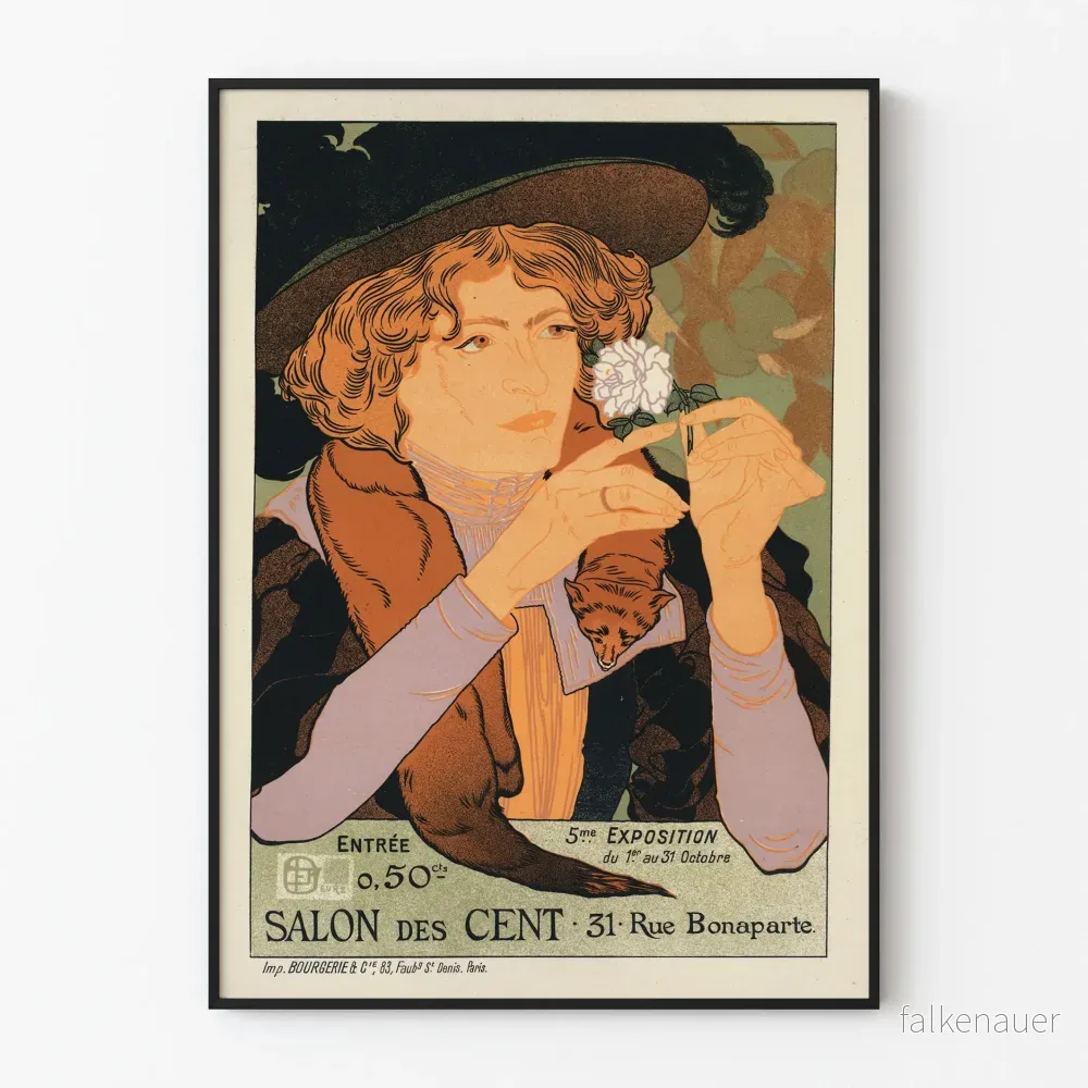 Vintageaffisch för Salon des Cent konstutställning