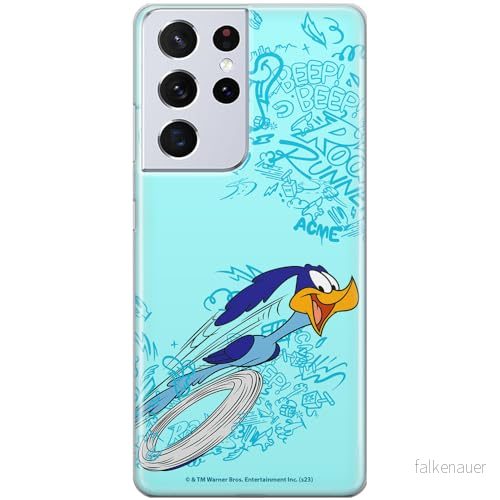ERT GROUP mobiltelefonfodral för Samsung S21 ULTRA originalt och officiellt licensierat Looney Tunes mönster Roadrunner 004 anpassad till formen på mobiltelefonen, fodral tillverkad av TPU plast 5905795127176