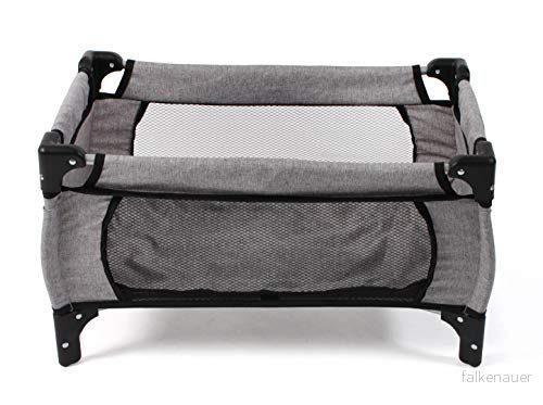 Bayer Chic 2000 653 19 Resesäng Deluxe för babydockor upp till 50 cm, docksäng, dockmöbler, melange grå, liten 4004181653198