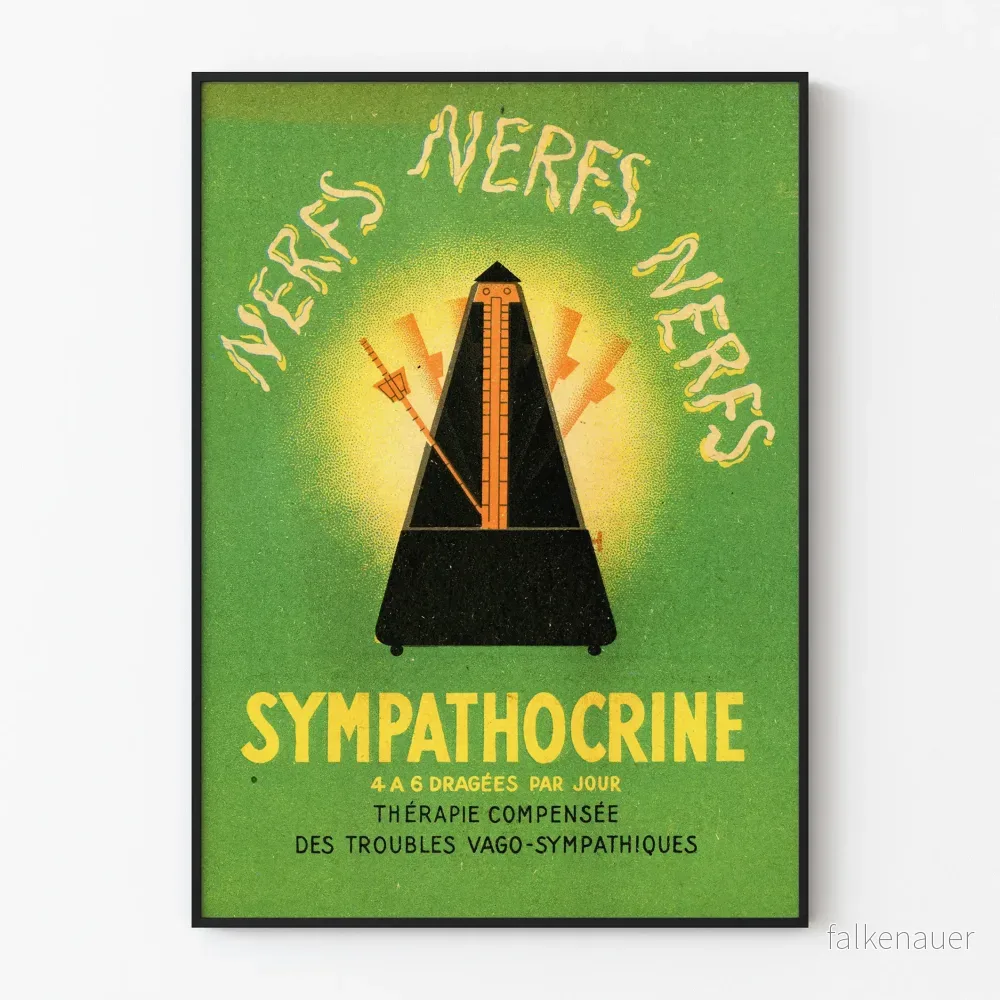 Vintageposter Sympathocrine dekorativ med metronommotiv