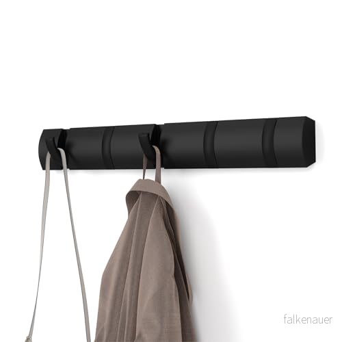 Umbra Flip 5 garderobskrokar modern, enkel och platsbesparande garderobslist med rörliga krokar för jackor, rockar, halsdukar, handväskor mer, svart 28295387941