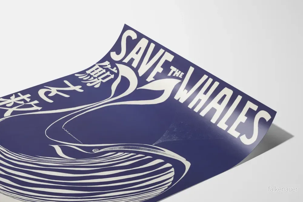 Poster Save The Whales - Marin vintage väggdekoration - Bild 3