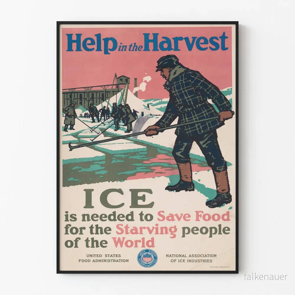 Vintageposter för skörd och bevarande med hjälp av is
