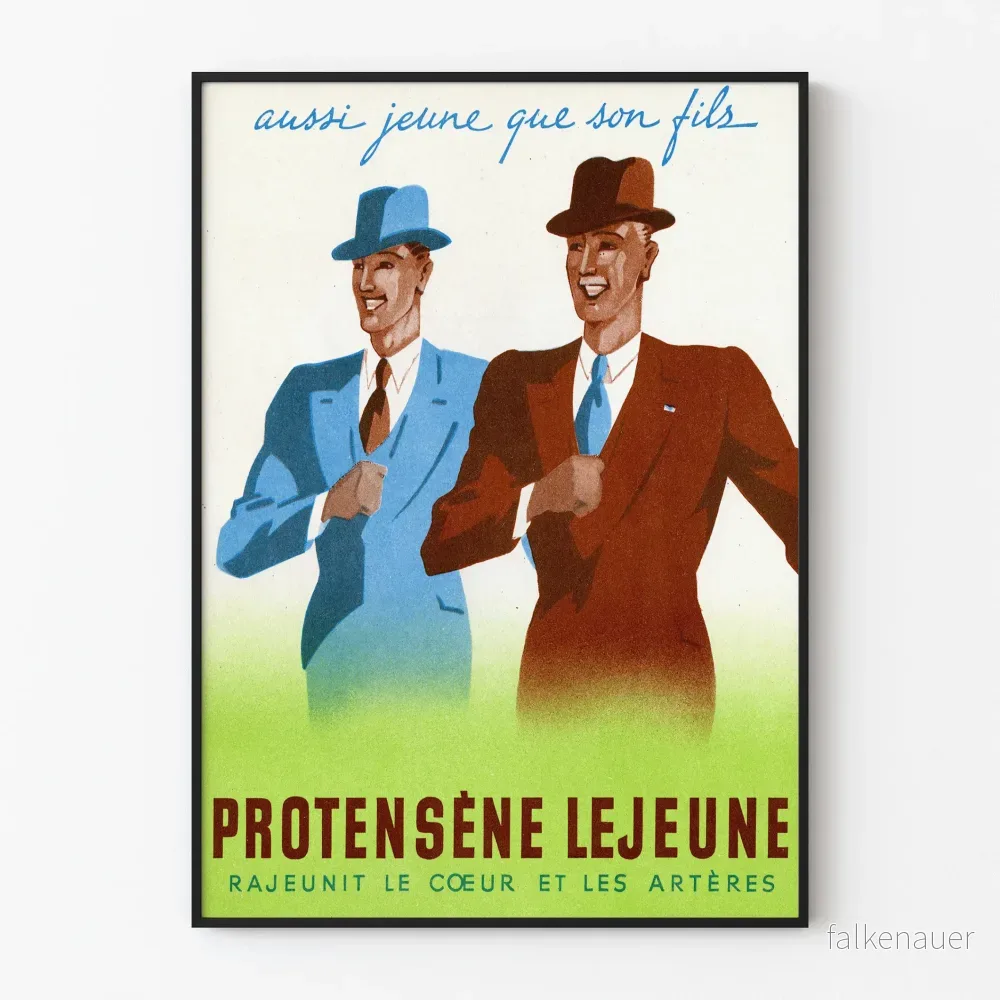 Vintageposter Protensène Lejeune retro väggdekoration
