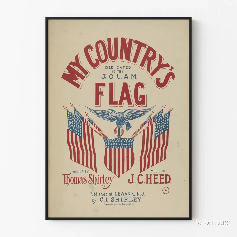 Vintageposter My Country's Flag med amerikanska flaggor och örn
