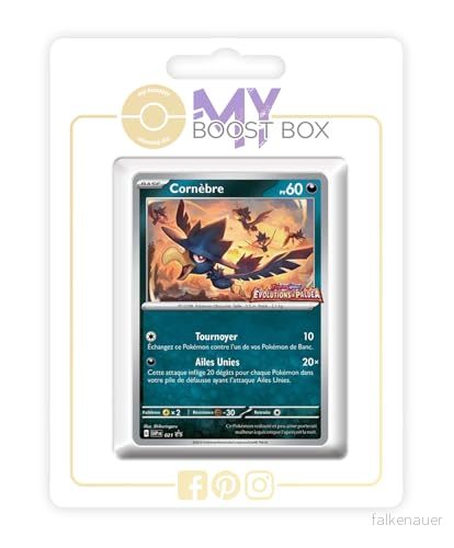 Cornèbre (Murkrow) SV021 Holo Myboost X Écarlate et Violet 02 Évolutions à Paldea Box med 10 franska Pokémon kort 3701604903953