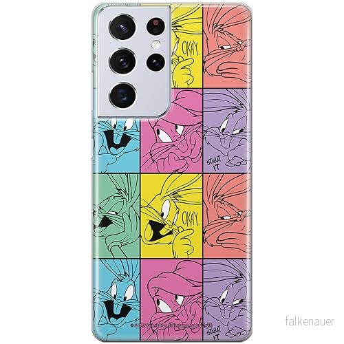 ERT GROUP mobiltelefonfodral för Samsung S21 ULTRA originalt och officiellt licensierat Looney Tunes mönster Bugs 026 optimalt anpassad till formen på mobiltelefonen, fodral tillverkad av TPU plast 5905795092610
