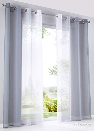 2 pack gardiner vertikal färggradient tryck transparent "modena" med öljetter och gardinhållare, dekorativ gardin H x B 245 140 cm gråtoner, 1000183 4041984938084