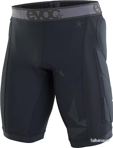 EVOC CRASH PANTS BIKE, cykelbyxor (höftskydd, ELASTIC INTERFACE sittdyna, återvunnen Mipan nylon, inkl. lukthämmande teknik, maskintvättbar, storlek: S), svart. 4250450731276