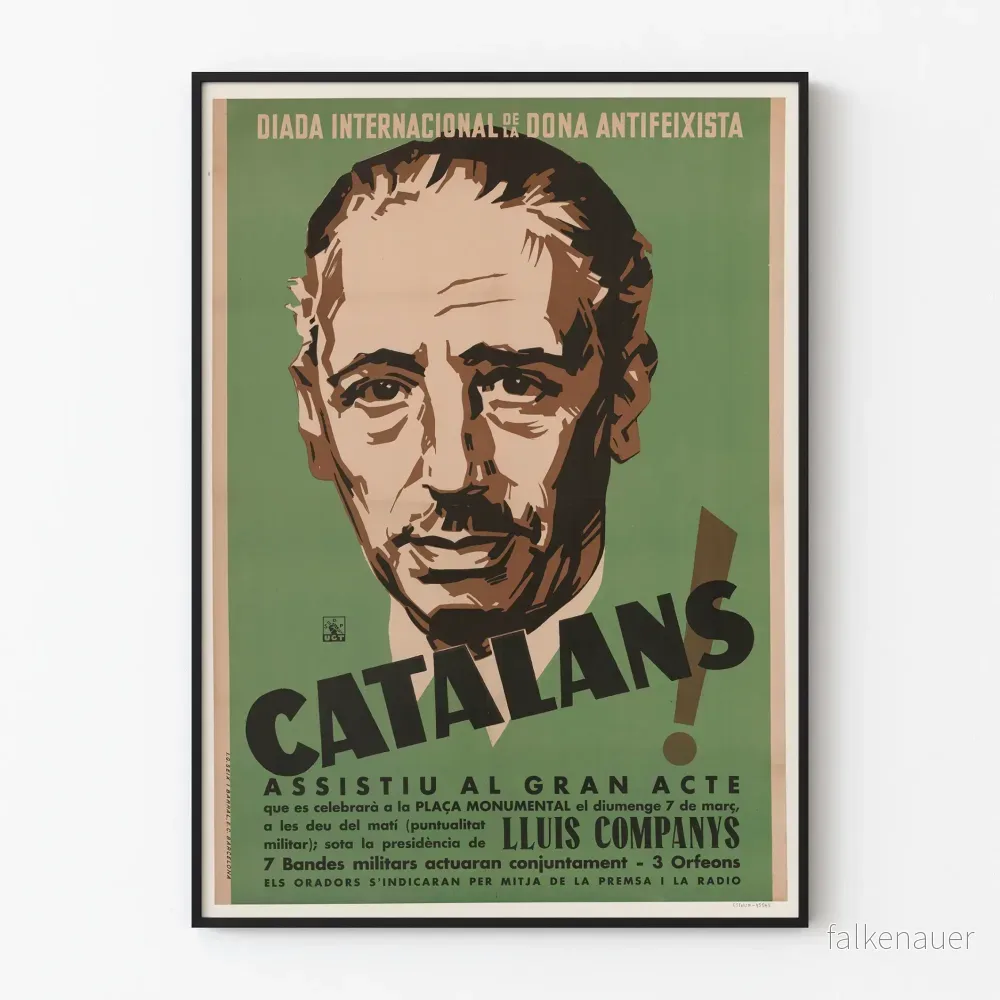 Vintage affisch för antifascistiskt katalanskt evenemang