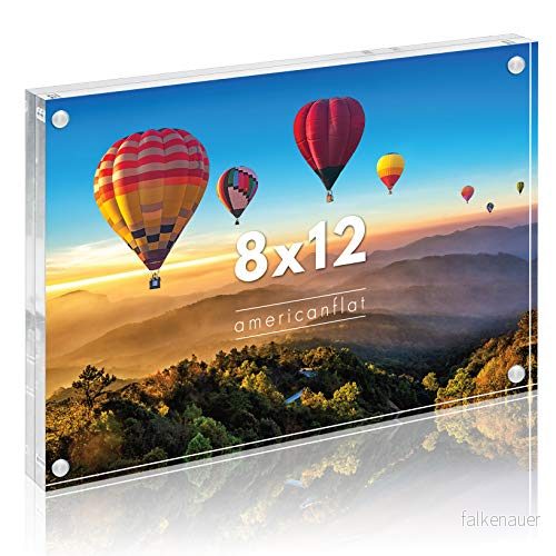 Americanflat 8 x 12 akryl bildram dubbelsidig med magnetiska hörn transparent akrylram för skrivbord eller bordsskärm mikrofiberduk ingår 810029110372