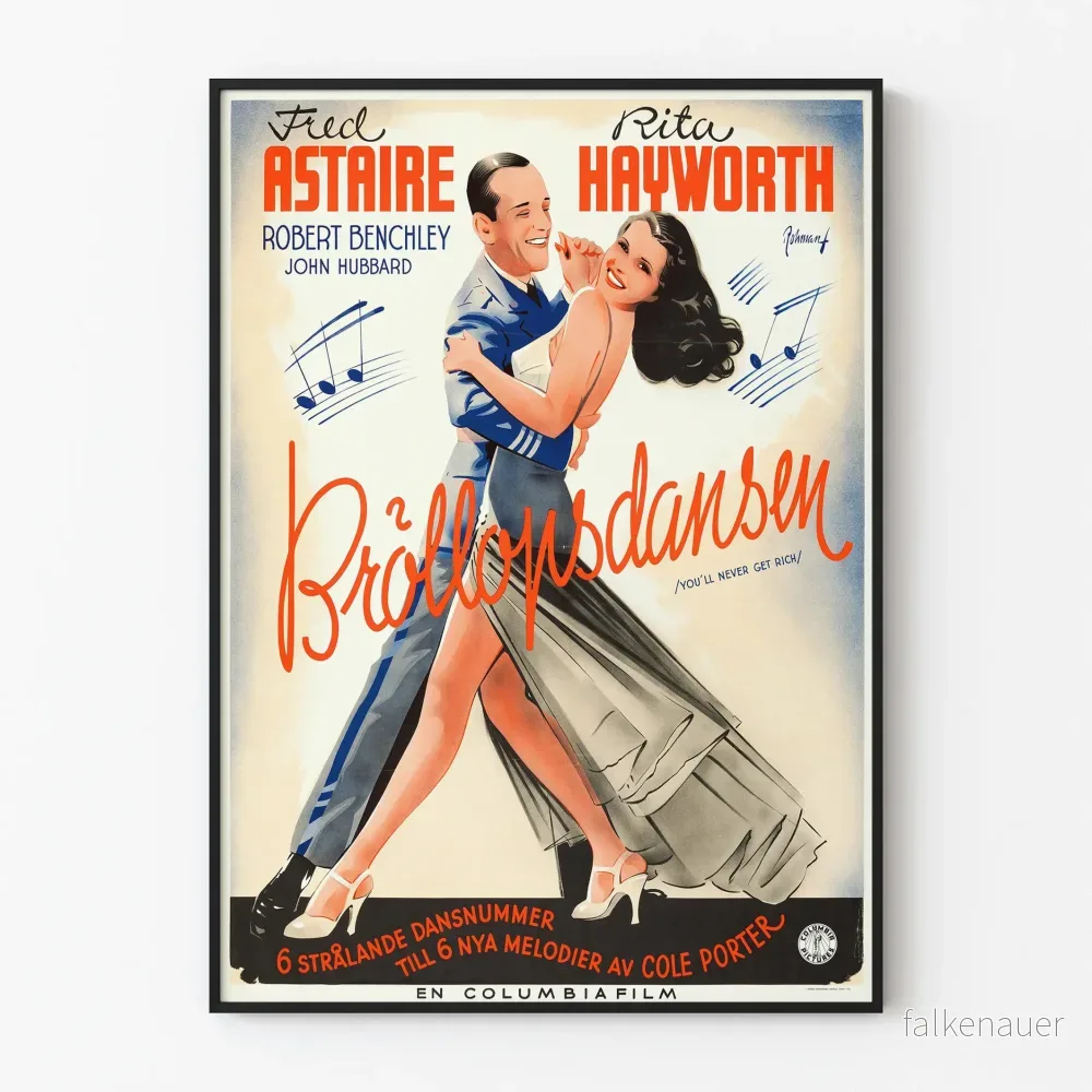 Vintageposter för filmen Du kommer aldrig att bli rik med Fred Astaire och Rita Hayworth