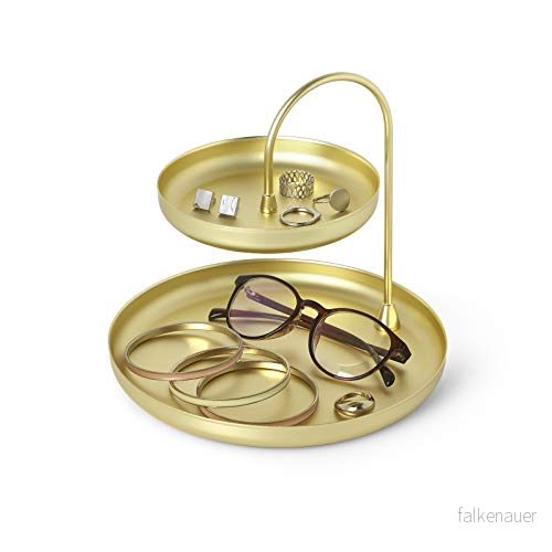 Umbra Poise smyckesförvaring elegant hylla med dubbla våningar för smycken, klockor, accessoarer, glasögon och mer, metall/mässing 28295522175