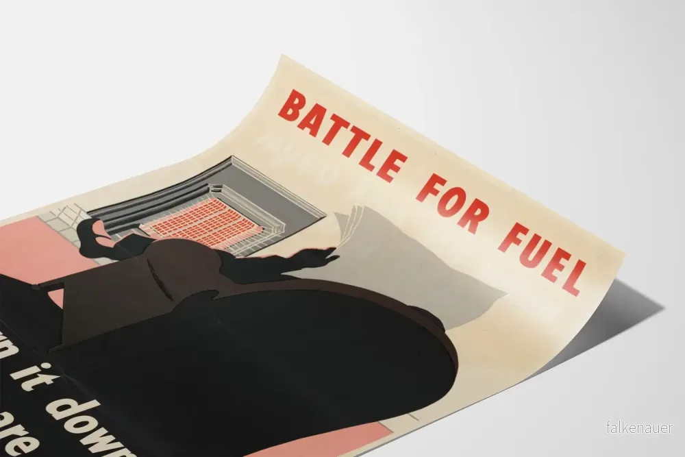 Retroposter Battle for Fuel - Spara på gasen genom att sänka värmen - Bild 3