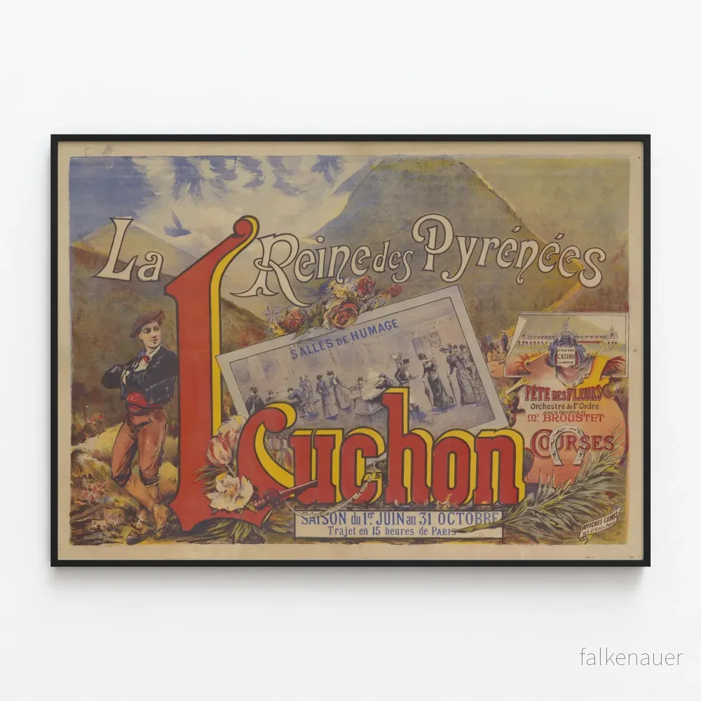 Vintageposter Luchon La Reine des Pyrénées Casino och Hästkapplöpningar
