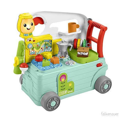 Fisher Price Skratta och lär dig 3 i 1 husbil, tryckleksak för första steg musikaktivitetscenter, leksak barn 9 36 månader, HCK51 194735012206
