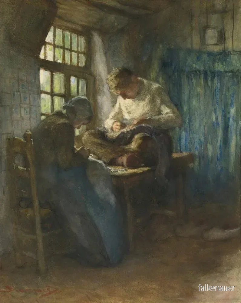 Målning Les tailleurs du village - Bernardus Johannes Blommers | Konsttryck - Bild 2