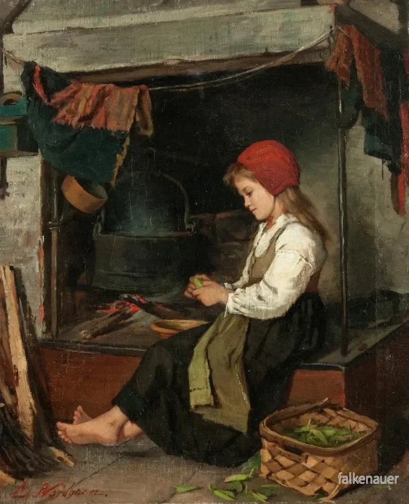 Målning Fille écossant des pois - Anna Nordgren | Konsttryck - Bild 2