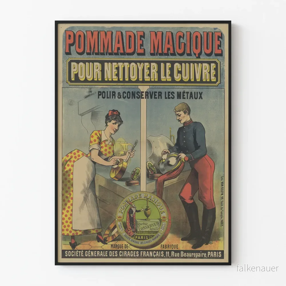 Vintageposter för Magisk Salva för Rengöring av Koppar och Polering av Metaller