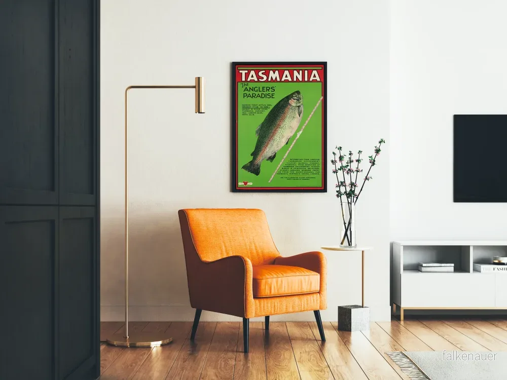 Vintageposter Tasmania Fiskarnas Paradis – Väggdekoration för Fiske och Natur - Bild 2