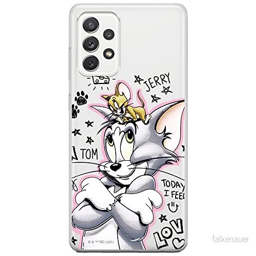 ERT GROUP mobiltelefonfodral för Samsung A52 5G / LTE 4G A52S originalt och officiellt licensierat Tom and Jerry mönster 004 anpassad till formen på mobiltelefonen, gedeeltelijk transparant 5904805247712