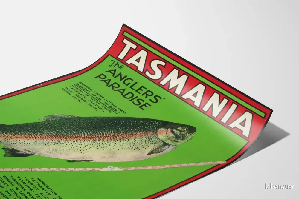 Vintageposter Tasmania Fiskarnas Paradis – Väggdekoration för Fiske och Natur - Bild 3