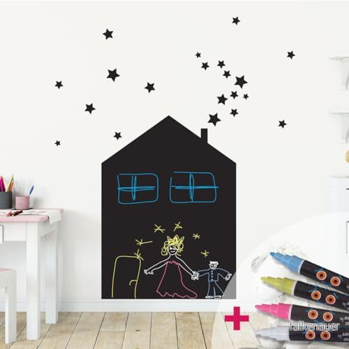 Ambiance Sticker Svart skiffer självhäftande väggklistermärken hem och 20 stjärnor H 75 x B 55 cm + 4 flytande kritor 5415231918126 Ambiance Sticker Svart skiffer självhäftande väggklistermärken hem och 20 stjärnor H 75 x B 55 cm + 4 flytande kritor 5415231918126