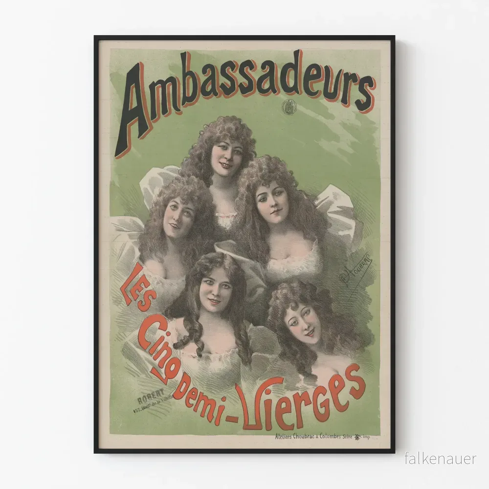 Vintageposter Ambassadeurs Les Cinq Demi-Vierges - Retro väggdekoration