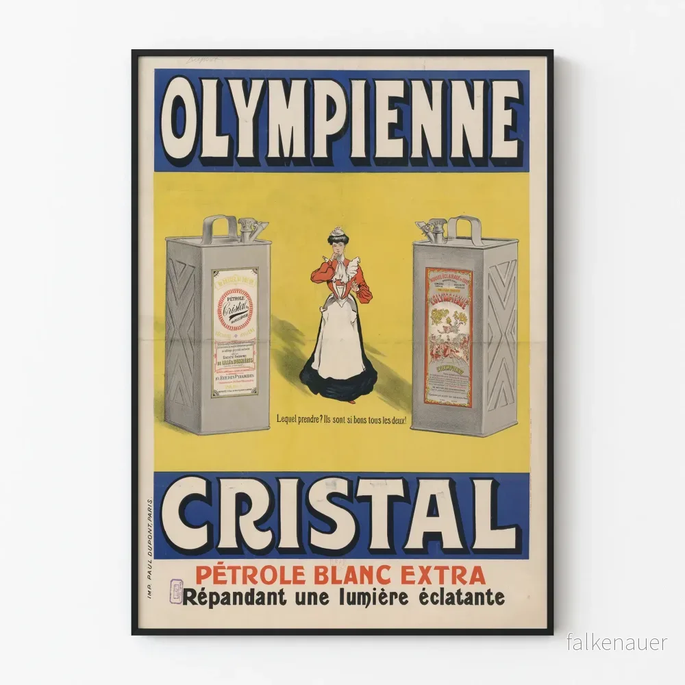 Vintage Olympiska reklamposter Cristal Petroleum Vit Extra