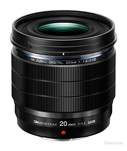 OM System M.ZUIKO DIGITAL ED 20 mm F1.4 PRO, standard pro lins, lämplig för alla MFT kameror (Olymus D och PEN kameror, Panasonic G serien), svart 4545350053758