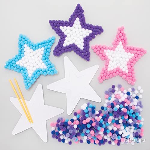 Baker Ross FE845 Star pom Art Kit 5 pack, designa dina egna juldekorationer, dekorationer för barn att skapa, dekorera och visa, kreativa aktiviteter 5051174123083
