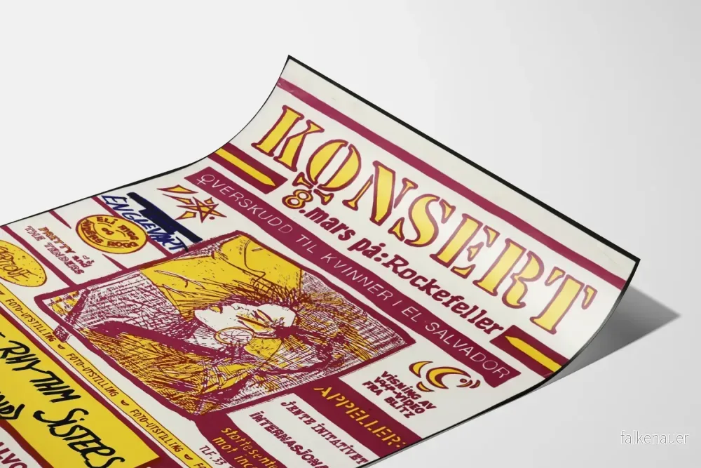 Vintage konsertposter den 8 mars vid Rockefeller – Stöd till kvinnorna i El Salvador - Bild 3