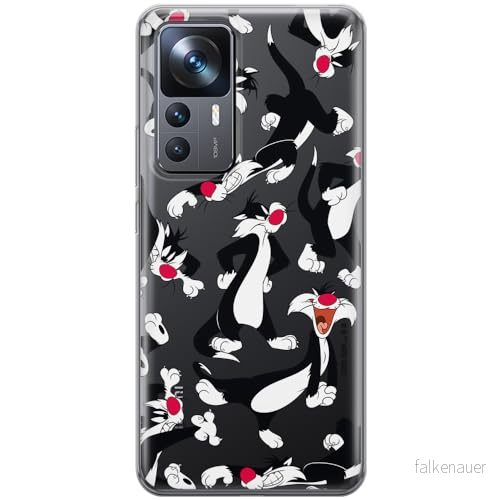 ERT GROUP mobiltelefonfodral för Xiaomi 12T/ 12T pro/ K50 Ultra originalt och officiellt licensierat Looney Tunes mönster Sylvester 006 anpassad till formen på mobiltelefonen, gedeeltelijk transparant 5905511653453
