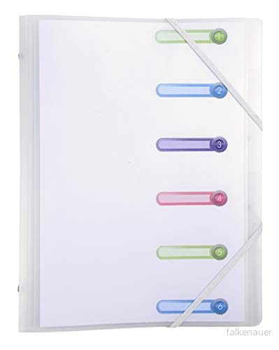 Exacompta 56177E hörnspänningsmapp kromalin, med 3 klämmor och indexfönster, 6 fack, DIN A4, PP 500μ, 1 st, transparent 3130630561774
